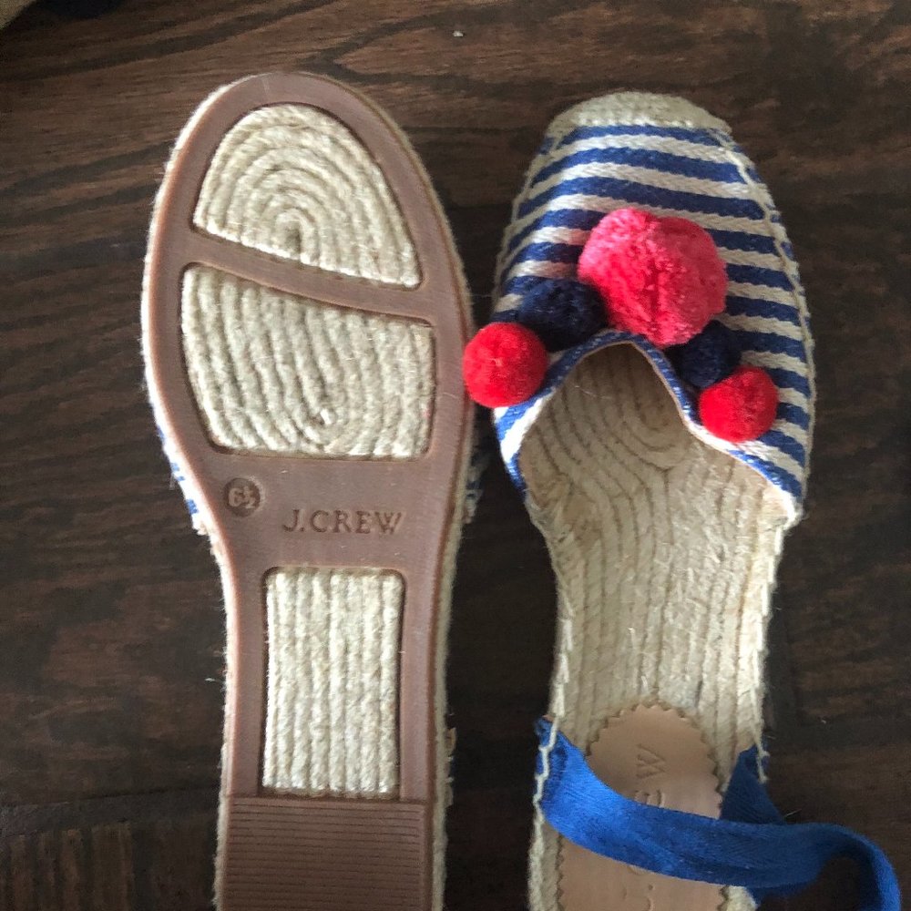 J Crew espadrille flats with pom poms